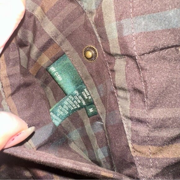 Ralph Lauren Reversible Puffer Vest Jacket Orange Brown Check Medium Cabincore - Picture 9 of 13